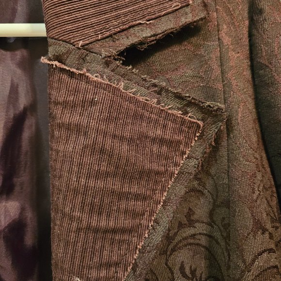 DAVID BITTON jacquard & corduroy frayed-edge rhinestone buttons jacket blazer - Picture 3 of 10